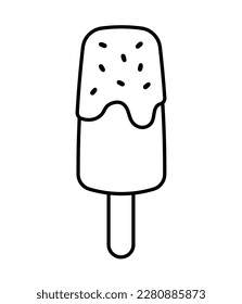 Eiscreme-Umriss-Symbol lineares Stilzeichen für Web- und mobile Schnittstelle. Popsibler einfacher Zeilenkreislauf für Symbol, Logo-Illustration