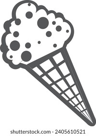 Ice cream black silhouette icons set on white. Balls in waffle cone, soft serve sundae in glass, popsicle on stick. Vector elements for minimal summer design, sweet snack illustration or logo