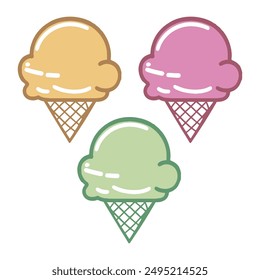 Ice cream black silhouette icons set on white. Balls in waffle cone, soft serve sundae in glass, Ice cream silhouette vector illustrations. Ice cream silhouettes isolated.