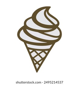 Iconos de silueta de helado negro establecidos en blanco. Bolas en cono de gofre, sundae de servicio suave en vidrio, Ilustraciones vectoriales de silueta de helado. Siluetas de helado aisladas.