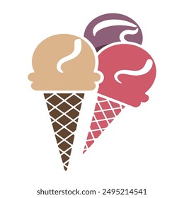 Ice cream black silhouette icons set on white. Balls in waffle cone, soft serve sundae in glass, Ice cream silhouette vector illustrations. Ice cream silhouettes isolated.