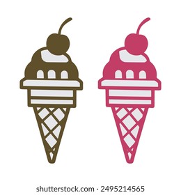 Ice cream black silhouette icons set on white. Balls in waffle cone, soft serve sundae in glass, Ice cream silhouette vector illustrations. Ice cream silhouettes isolated.