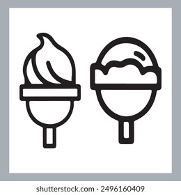 Ice cream black silhouette icons set on white. Balls in waffle cone, soft serve sundae in glass, Ice cream silhouette vector illustrations. Ice cream silhouettes isolated.