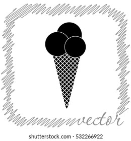Ice cream  black vector  icon