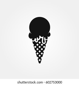 Ice cream black vector icon isolated on gray background.