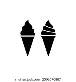 Ice cream black and white flat vector icon design. Ice cream symbol and clip art