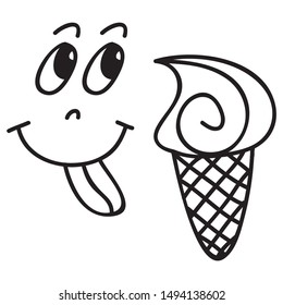 Ice cream. Black and white. Vector illustration