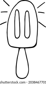 Ice cream. Black and white vector doodle. Simple isolated.