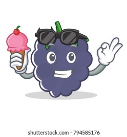With ice cream blackberry character cartoon style