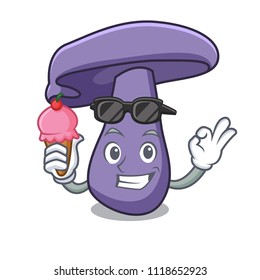 With ice cream blewit mushroom character cartoon