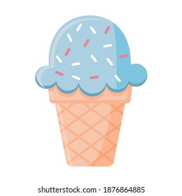 ice cream with a blue color in a cone vector illustration design