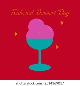 Ice cream in a blue cup on a red background
