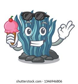 With ice cream blue seaweed isolated in the character