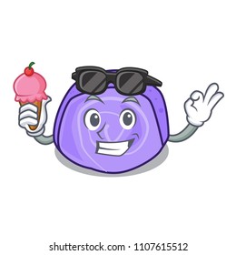 With ice cream blueberry roll cake character cartoon