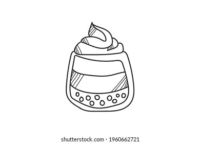 ice cream Boba drink lineart style color black