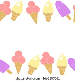 
ice cream border vector illustration on white background