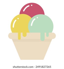 ice cream in a bowl, Colorful ice-cream, Vector Ice cream, Vector illustration of Ice cream