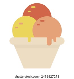 ice cream in a bowl, Colorful ice-cream, Vector Ice cream, Vector illustration of Ice cream