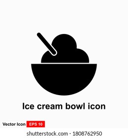 ice cream bowl icon with spoon sign. Vector illustration