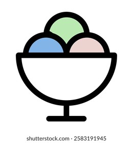 Ice cream bowl icon symbol - fresh sweet ice cream for summer