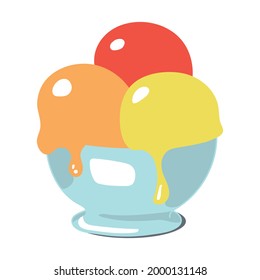Ice cream bowl Icon Vector Illustration. Doodle, comic, colored.