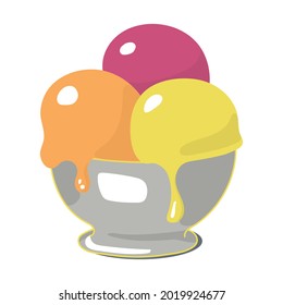 Ice cream bowl Icon Vector Illustration. Doodle, comic, colored.
