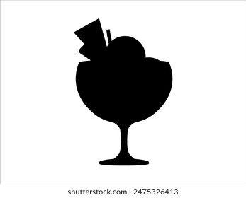Ice cream bowl silhouette isolated on white background. Ice cream icon vector illustration design.