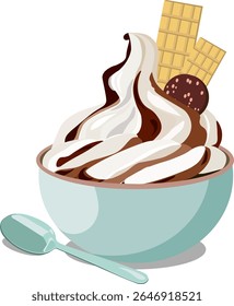 ice cream in a bowl and a spoon