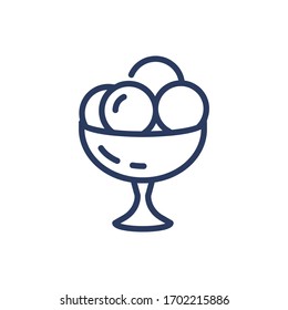 Ice cream bowl thin line icon. Cup, scoop, summer snack isolated outline sign. Food and dessert concept. Vector illustration symbol element for web design and apps