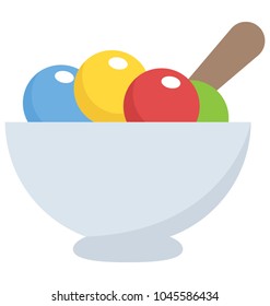 An ice cream bowl with three flavored scoops