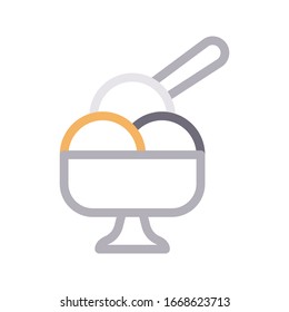 ice cream bowl vector color line icon 