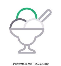 ice cream bowl vector color line icon 