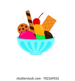 Ice Cream in Bowl Vector Design