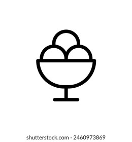 Ice cream bowl vector line icon. Food icon collection. Thin signs for restaurant menu. Pixel perfect 64x64. Editable Strokes