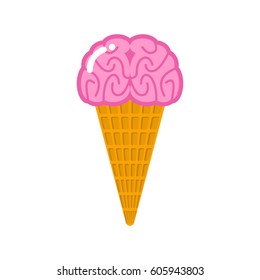 ice cream brain. Frozen Human brains. zombie food. Unusual dessert for Halloween