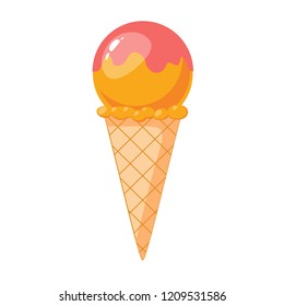 Ice cream in bright cartoon style. Icecream vector in nice colors isolated on white background.