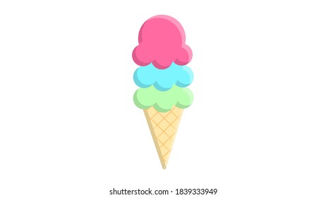 Ice cream in bright cartoon style. Icecream vector in nice colors isolated on white background