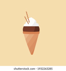 Ice cream in a bright cartoon style. Icecream vector in nice colors isolated on a yellow background