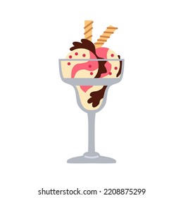 Ice cream in bright cartoon style. Icecream vector in nice colors isolated on white background. Vector illustration for web design or print