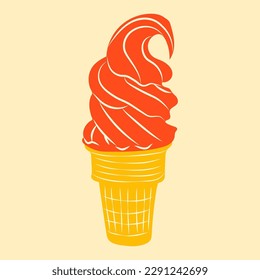 Ice cream in bright cartoon style. Ice Cream flat vector in nice colors isolated on white background. 