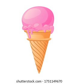 Ice cream bright icon. Vector illustration isolated on white background.