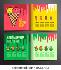 Ice cream brochure design. Menu for ice cream shop.