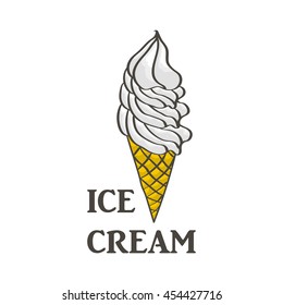 Ice cream brulee in a cup isolated on a white background, vector illustrations, eps8