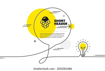 Ice cream bubble waffle icon. Continuous line idea chat bubble banner. Vanilla sundae cone sign. Frozen summer dessert symbol. Ice cream icon in chat message. Vector