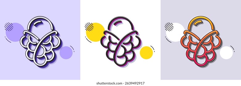 Ice cream bubble waffle line icon. Halftone dotted pattern. Gradient icon with grain shadow. Vanilla sundae cone sign. Frozen summer dessert symbol. Line ice cream icon. Various designs. Vector