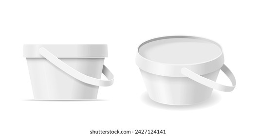 Eisbecher Mockups. Hochwertige, editierbare realistische 3D-Vektorvorlagen, die eine Ansicht von vorne und oben darstellen