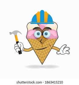 The Ice Cream builder mascot character vector illustration