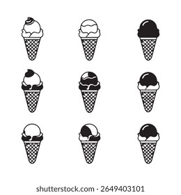 Ice cream in the bundle waffle cone logo vector 
