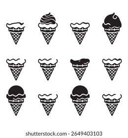 Ice cream in the bundle waffle cone logo vector 
