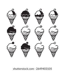 Ice cream in the bundle waffle cone logo vector 
